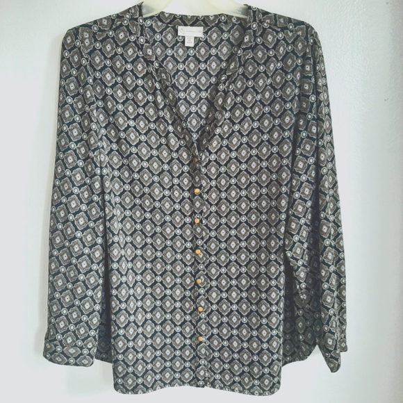 Dress Barn Paisley long sleeve blouse - Picture 1 of 7